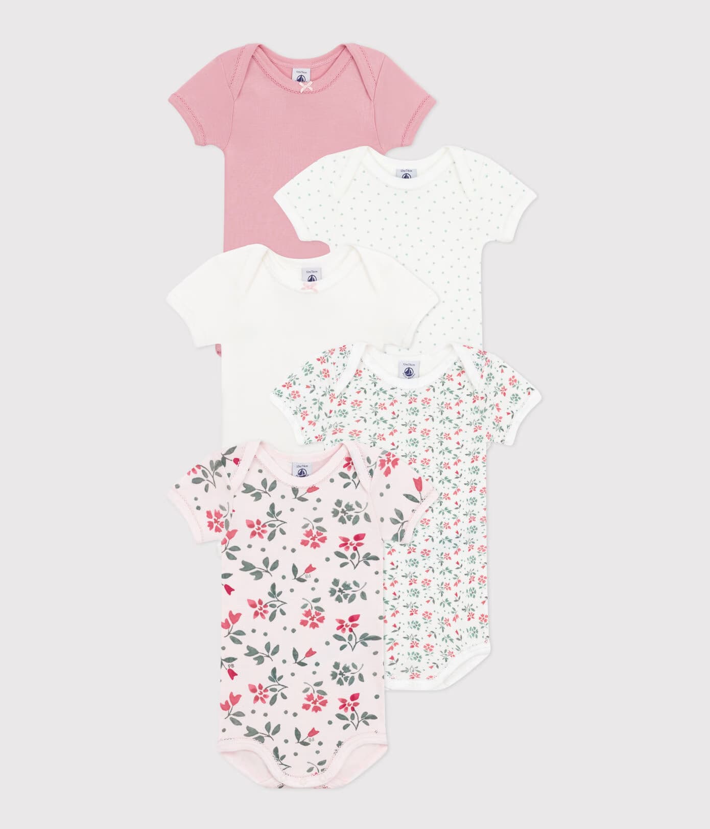 Lot de 5 bodies croisés Petit Bateau